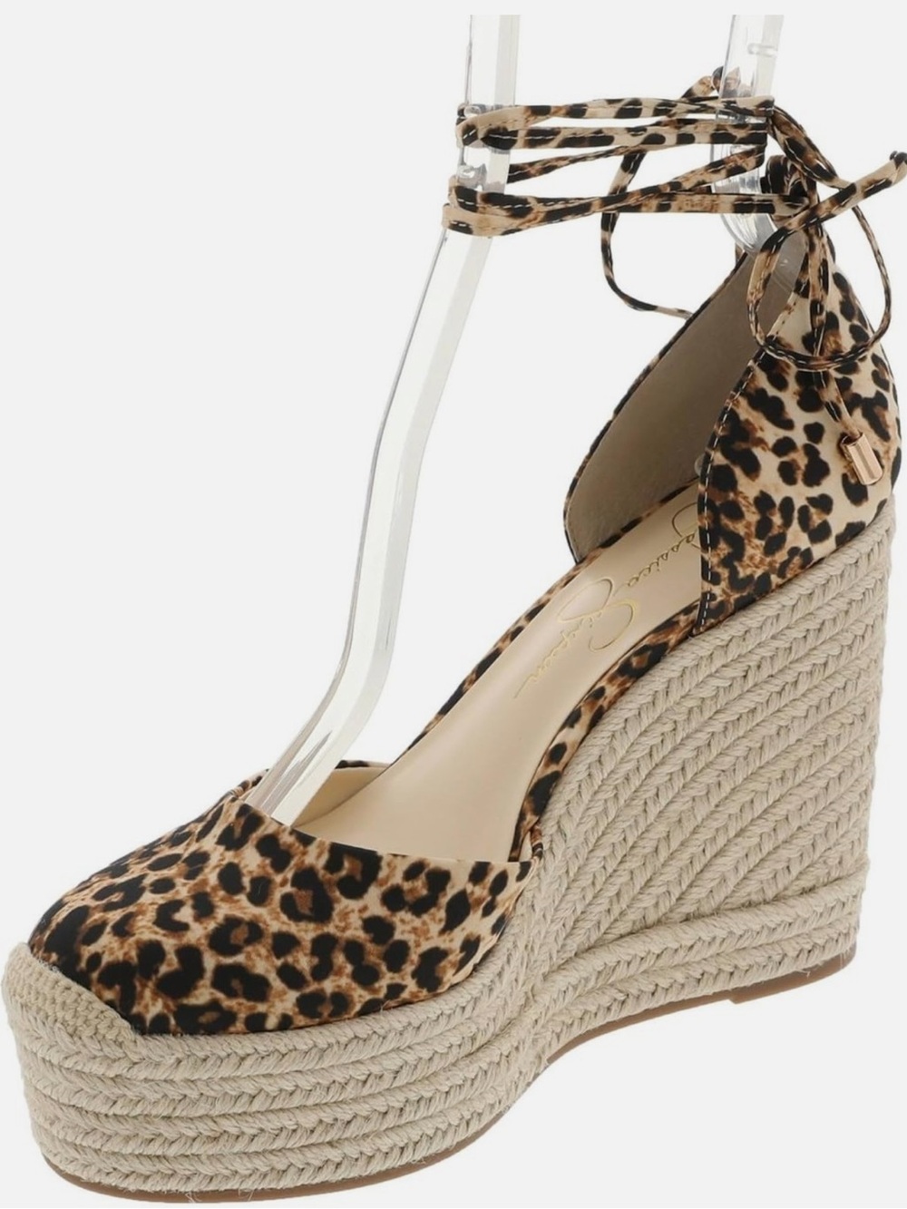 Jessica Simpson Leopard Print Espadrille Wedge Sandals - Tan Black